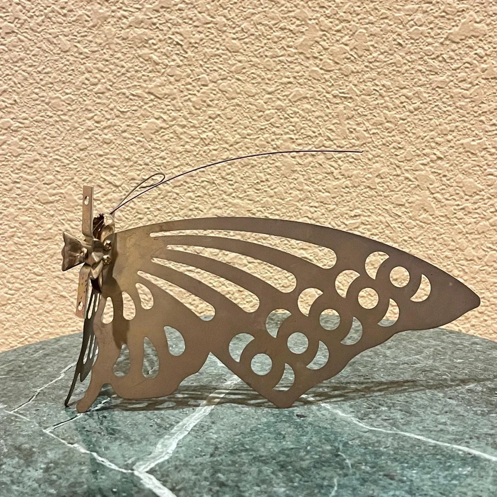 Vintage Mid-Century Lightweight Flapping Brass Butterfly Hanging Wall Decor